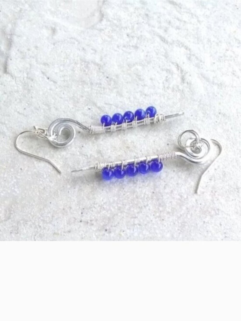 Handcrafted Blue Cat’s Eye Wire‑Wrapped Dangle Earrings! Dainty Lightweight OOAK